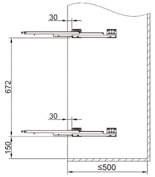 Side storage rack, Aluminium black, 4 trays for 30 kg